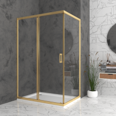 Правоъгълна душ кабина “BELLA RF ”, прозрачно стъкло, 70-120х110-160х195 см, злато